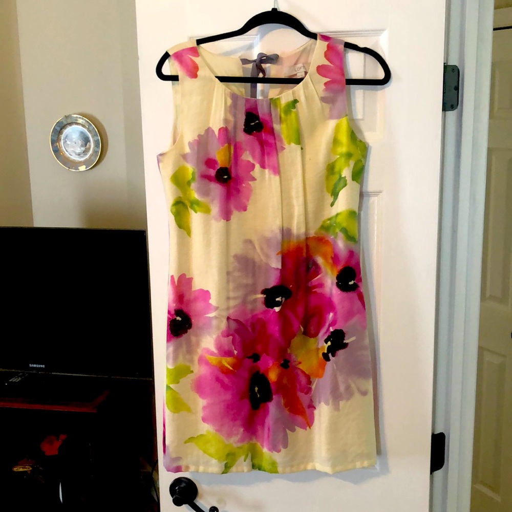 Summer shift dress with watercolor flower